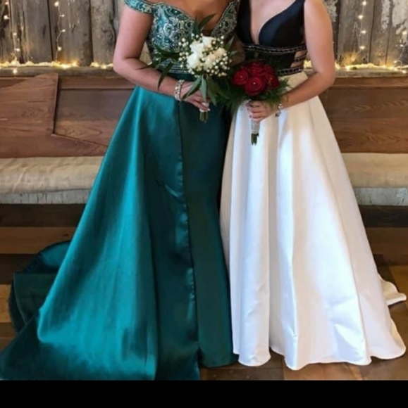 Rachel allan Emerald green pageant prom gown 8 - Picture 5 of 9